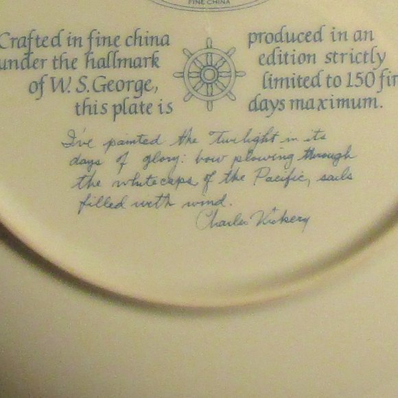 PAINTED CHINA PLATE:The Twighlight Under Full Sail - Picture 10 of 11